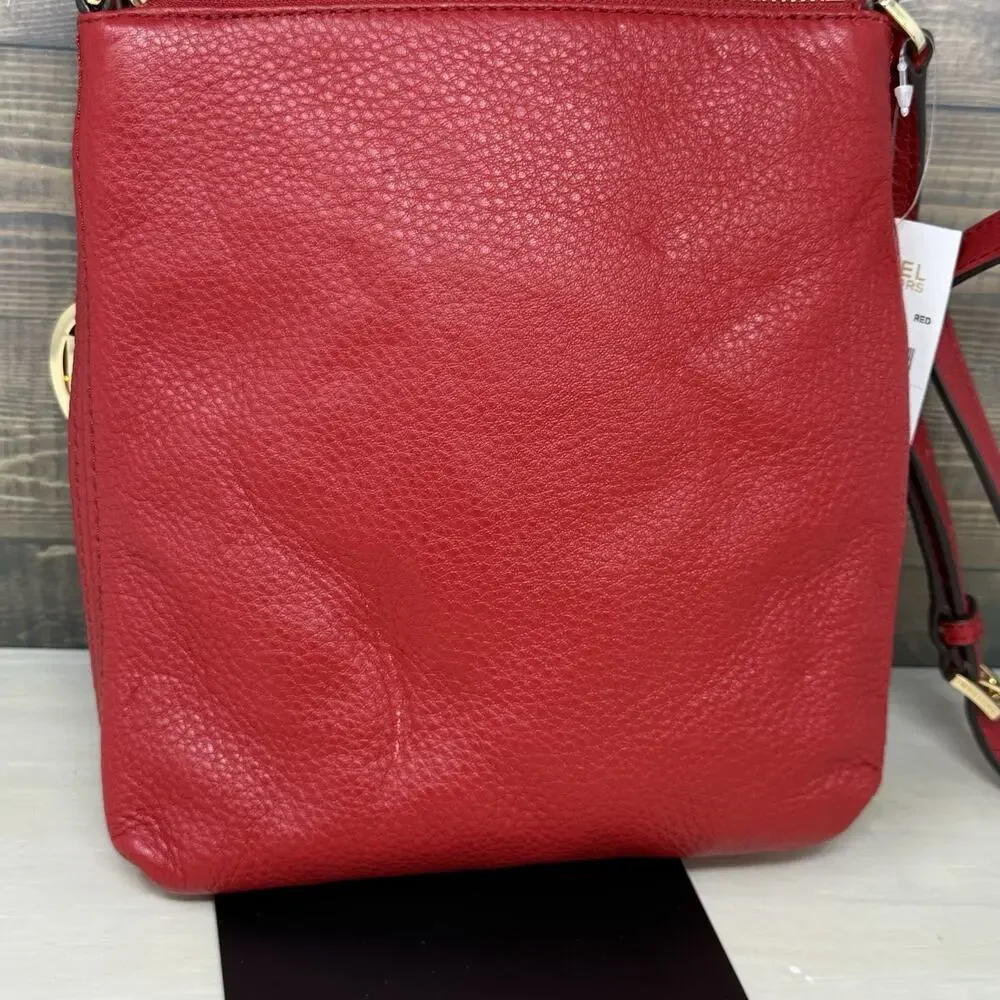 Michael Kors Camden Red Leather Drawstring Crossbody Bag